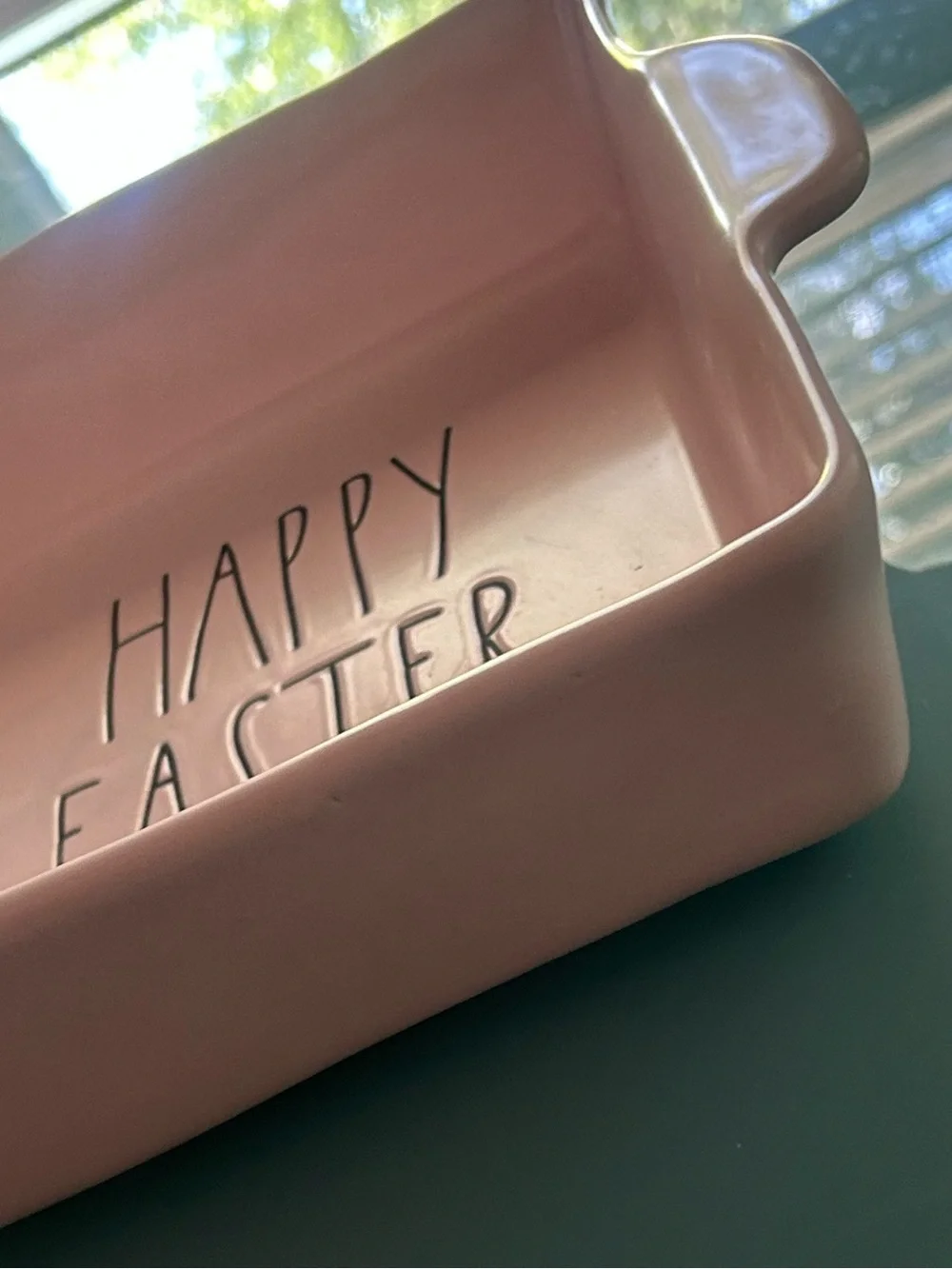 Rae Dunn HAPPY EASTER Pink Ceramic Baking Dish Rare Artisan Collection Magenta